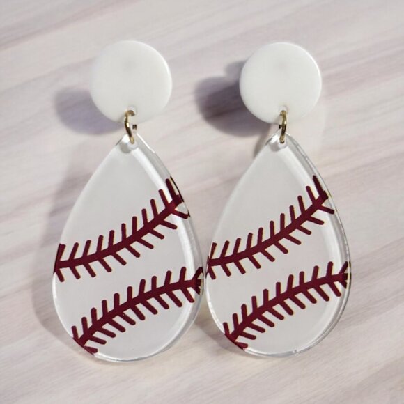 Acrylic Baseball Drop Earring - Picture 1 of 4